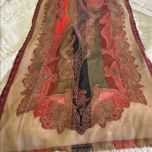 Elegant Wool Paisley Shawl with Red & Black Accents. Metropolitan Museum of Art